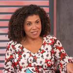 Damona Hoffman’s floral v-neck dress on Access Hollywood
