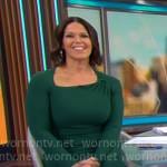 Dana Jacobson’s green asymmetrical dress on CBS Mornings