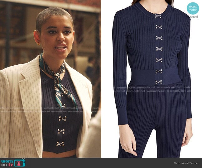 Hook Rib Cardigan Dion Lee worn by Julien Calloway (Jordan Alexander) on Gossip Girl