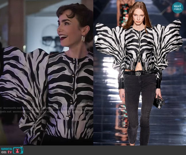 Dolce & Gabbana Spring 2022 Collection worn by Emily Cooper (Lily Collins) on Emily in Paris