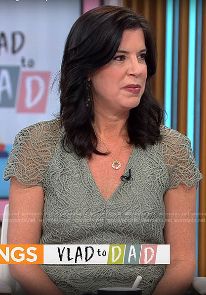 Dr Dyan Hes’s sage green lace dress on CBS Mornings