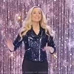 Dr Whitney Bowe’s blue metallic moto jacket on Tamron Hall Show