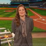 Drew’s gray tie neck blouse on The Drew Barrymore Show