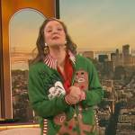 Drew’s green Christmas sweater on The Drew Barrymore Show