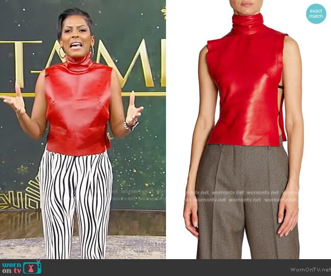 Dries Van Noten Leather Top worn by Tamron Hall on Tamron Hall Show