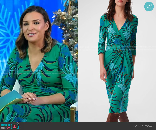 Diane von Furstenberg Borris Floral-Print Twist-Front Midi Dress worn by Mary Bruce on Good Morning America