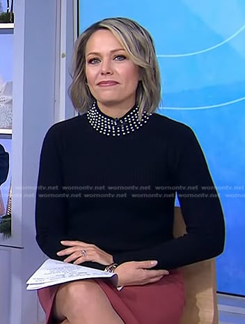 Dylan’s black pearl neck sweater on Today