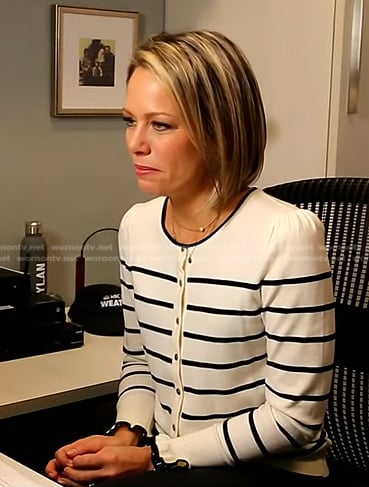 Dylan’s white striped cardigan on Today