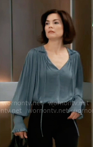 Elizabeth’s blue blouse on General Hospital