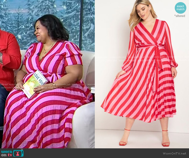 Eloquii Wrap Dress with Full Sleeves worn by Jasmine Guillory on Today