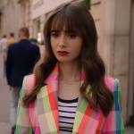 Emily’s neon check plaid on Emily in Paris