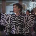 Emily’s zebra print jacket with puffy sleeves on Emily in Paris