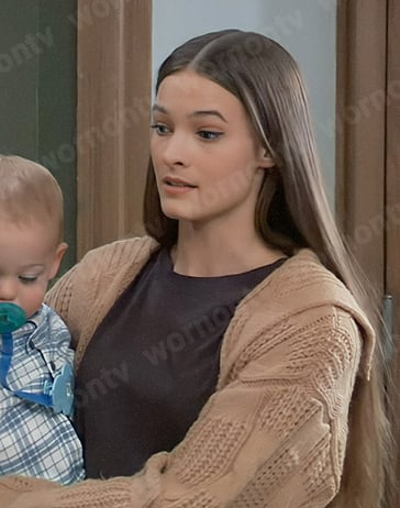 Esme’s camel knit cardigan on General Hospital