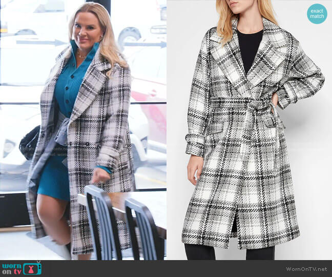 Express Plaid Belted Wrap Front Coat worn by Heather Gay on The Real Housewives of Salt Lake City
