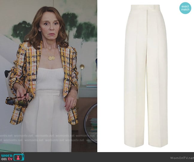 Fendi Pleated Wool & Silk Pants worn by Sylvie (Philippine Leroy-Beaulieu) on Emily in Paris