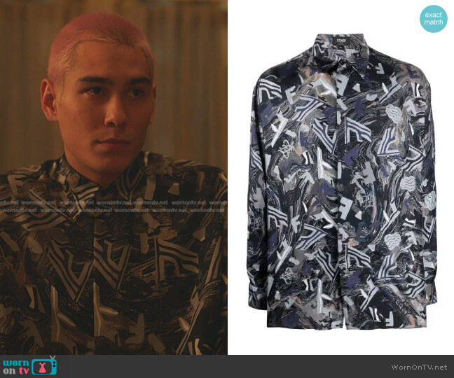 Fendi Abstract Print Shirt worn by  Akeno Menzies (Evan Mock) on Gossip Girl