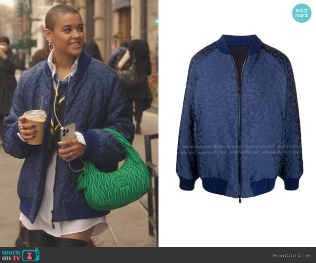 Fendi Fragment Bomber Jacket worn by Julien Calloway (Jordan Alexander) on Gossip Girl