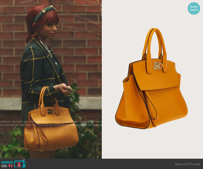 Ferragamo The Studio Soft Tote Bag worn by Monet de Haan (Savannah Lee Smith) on Gossip Girl