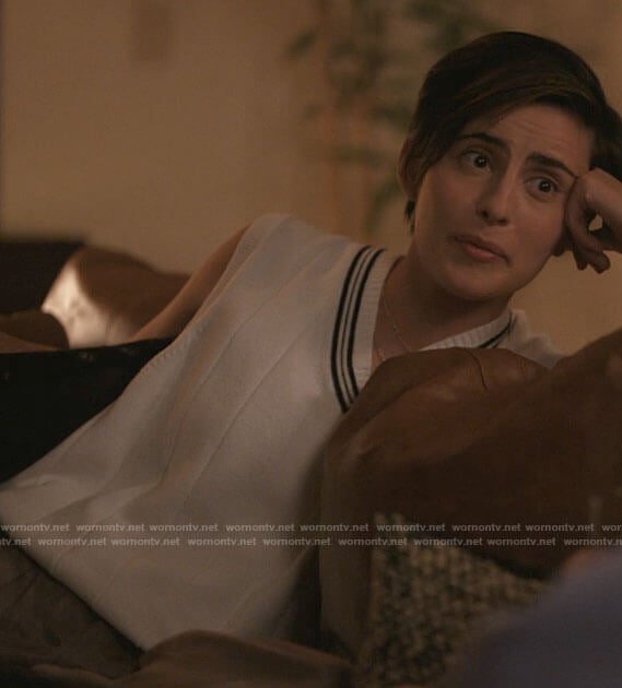 Finley’s white sweater vest on The L Word Generation Q
