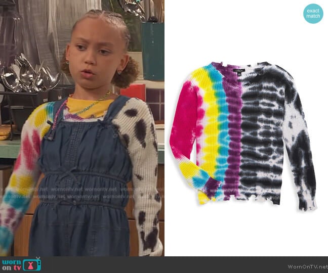 Flowers by Zoe Distressed Tie-Dye Sweater worn by Alice Baxter (Mykal-Michelle Harris) on Ravens Home