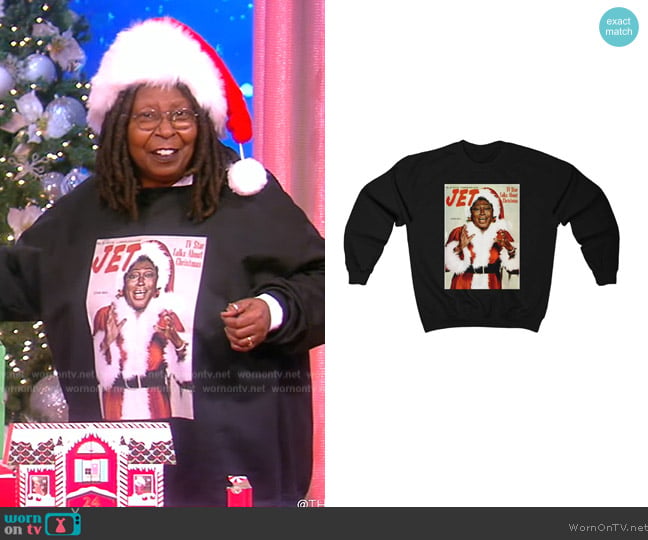 For The People Boutique Esther Rolle Black Santa Clause Sweatshirt worn by Whoopi Goldberg on The View