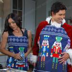 Gabi and Li’s blue nutcracker print apron on Days of our Lives