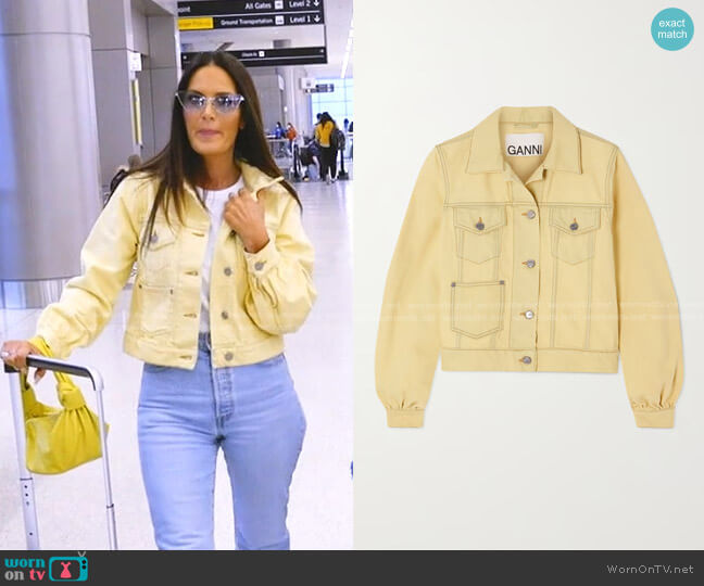 Ganni Bleached Organic Denim Jacket worn by Lisa Barlow on The Real Housewives of Salt Lake City