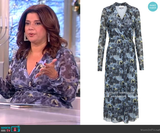 Ganni Floral mesh wrap midi dress worn by Ana Navarro on The View