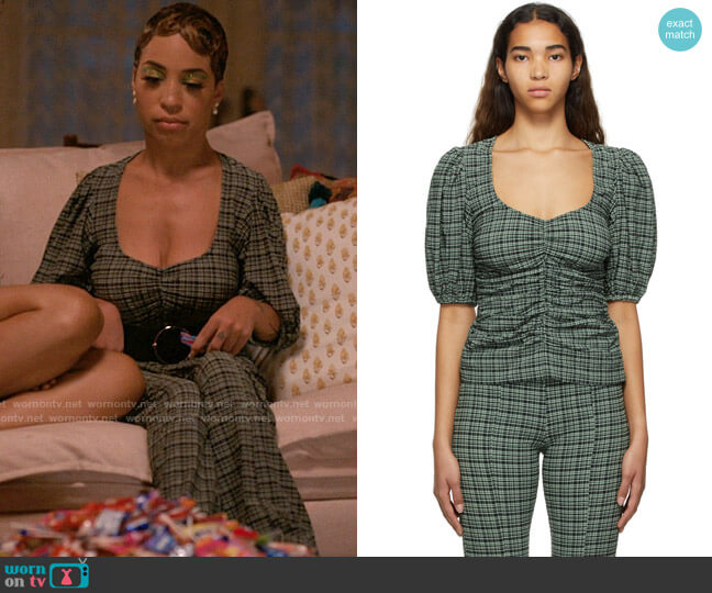 Ganni Recycled Polyester Blouse worn by Maribel (Jillian Mercado) on The L Word Generation Q