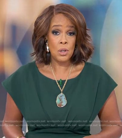 Gayle King’s dark green dress on CBS Mornings