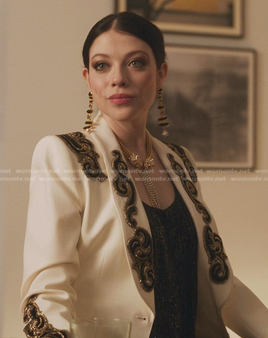 Georgina Sparks’s white embellished blazer on Gossip Girl