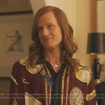 Gideon’s burgundy printed shirt and pants on Gossip Girl