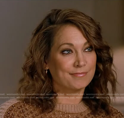 Ginger’s brown embellished sweater on Good Morning America