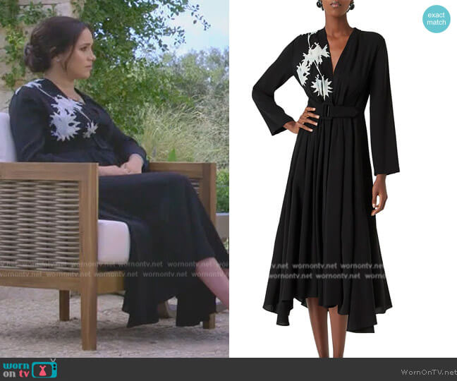Giorgio Armani Embellished Half-&-Half Belted Dress worn by Meghan Markle on Harry and Meghan