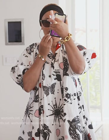 Gizelle’s white printed mini dress on The Real Housewives of Potomac