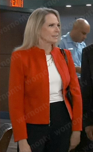 Gladys’s red zip up jacket on General Hospital