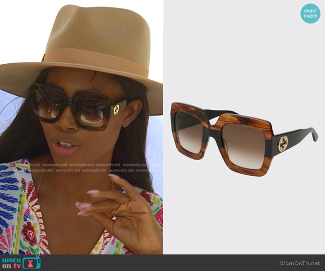 Gucci Oversized Square Sunglasses worn by Kiki Barth (Kiki Barth) on The Real Housewives of Miami