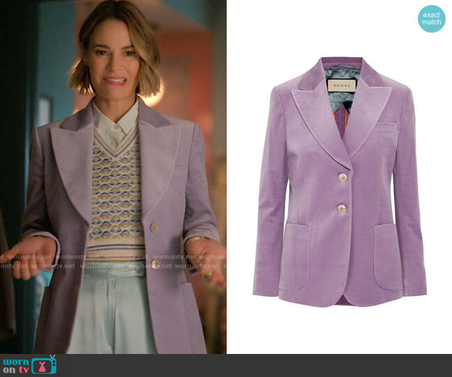 Gucci Cotton Blend Velvet Blazer worn by Alice Pieszecki (Leisha Hailey) on The L Word Generation Q