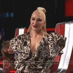 Gwen’s leopard ruffle mini dress on The Voice