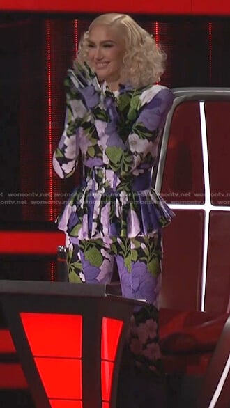 Gwen’s floral peplum jumpsuit on The Voice
