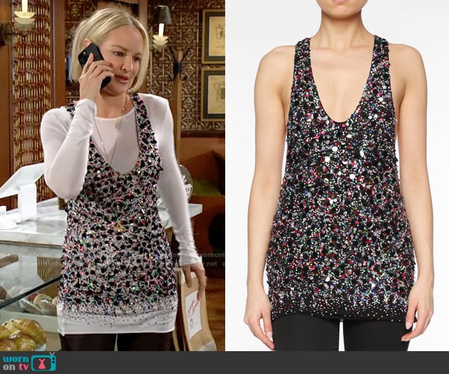 Haider Ackermann Sequin Tank Top worn by Sharon Newman (Sharon Case) on The Young and the Restless