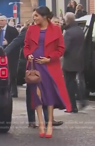 Meghan’s purple dress on Harry and Meghan