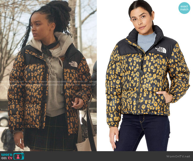 The North Face Printed 1996 Retro Nuptse Jacket worn by Zoya Lott (Whitney Peak) on Gossip Girl