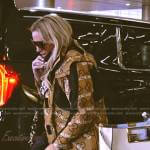 Heather’s brown logo print jacket on The Real Housewives of Salt Lake City