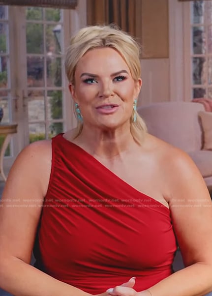 Heather’s red one-shoulder dress on The Real Housewives of Salt Lake City