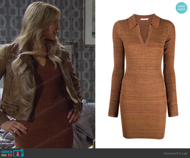 Helmut Lang Rib Long Sleeve Minidress worn by Kristen DiMera (Stacy Haiduk) on Days of our Lives