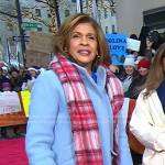 Hoda’s light blue coat and plaid scarf on Today
