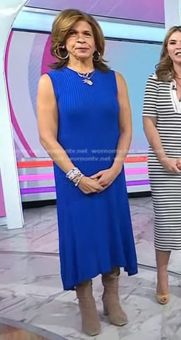Hoda’s blue ribbed sleeveless dress on Today