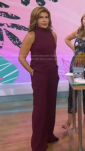 Hoda’s burgundy sleeveless top and pants on Today