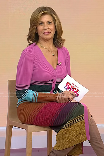 Hoda’s multicolor striped ribbed dress on Today